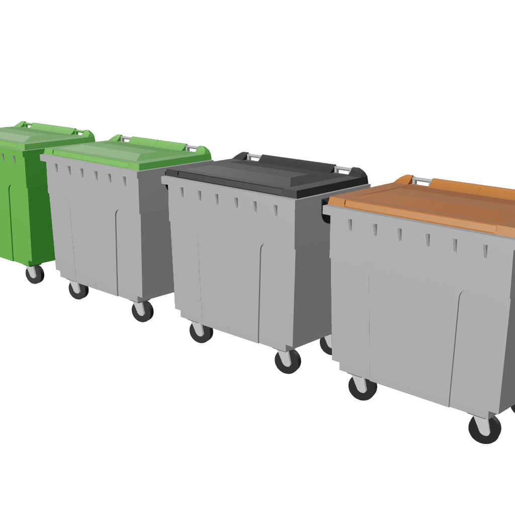 Afvalbak van 660 l (set van 3)